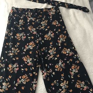 Wide leg floral pants